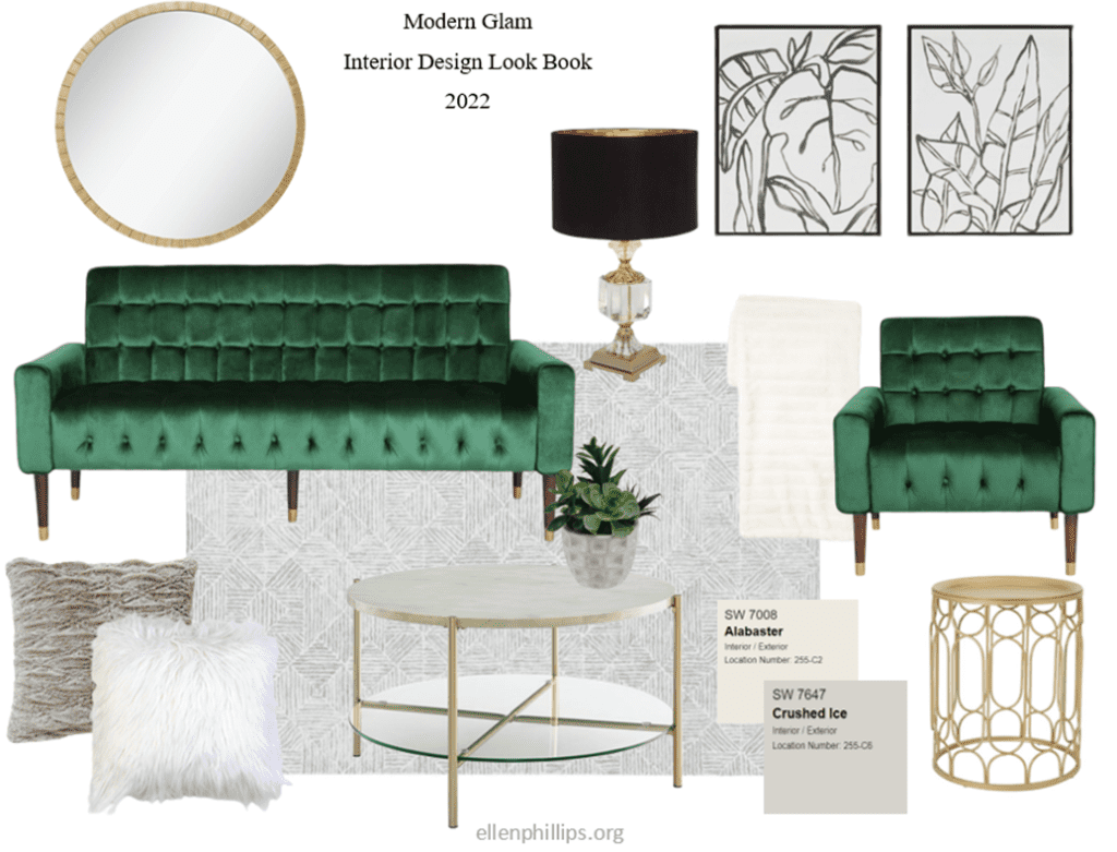 image of modern glam interior design look books