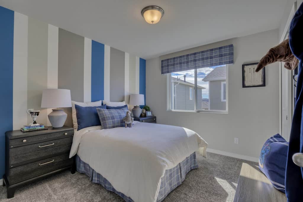 a photo of interior design kids room with colorful wall