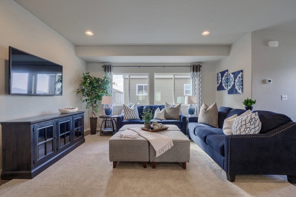 A photo of blue interior design