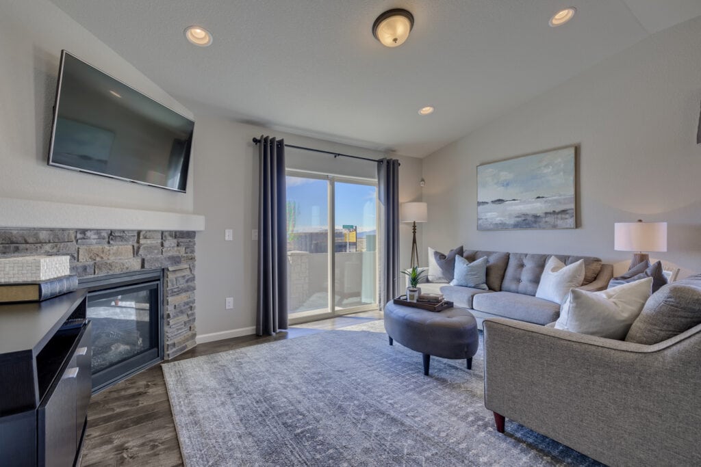 A photo of gray interior design